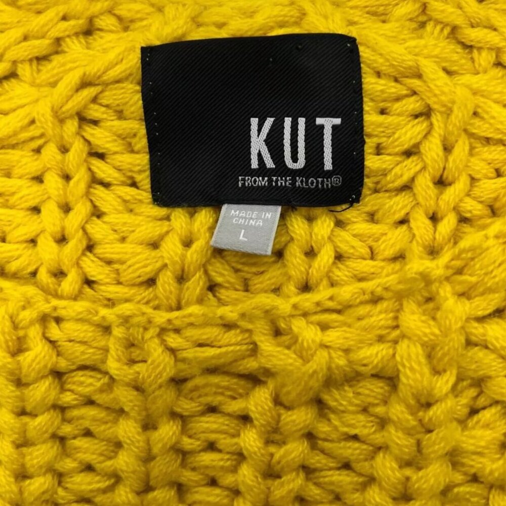 Kut From Kloth Womens Sweater Pullover Wool Blend Chunky Cable Knit Cottage Sz L - Picture 5 of 10